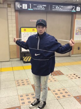 「ラルフローレン」｜「アイテム（ナイロンジャケット）」を使った、RYOさん（メンズ・167cm）の冬コーディネート