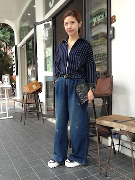 「blue」｜「アイテム（ブルゾン）」を使った、HaTheDayさん（レディース・158cm）の秋コーディネート