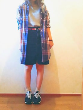 「ノースリーブニット」｜「アイテム（その他アウター）」を使った、chisaki.さん（レディース・160cm）の夏コーディネート