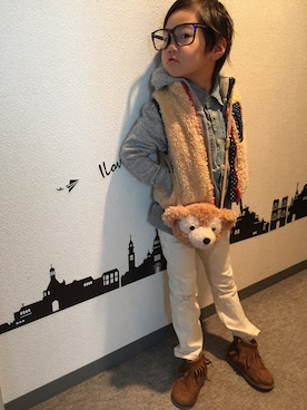 「アイテム（ブーツ）」を使った、meijyoiさん（キッズ・110cm）の冬コーディネート