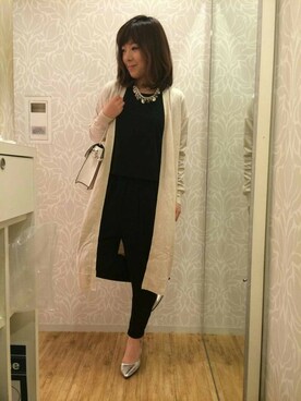 「アイテム（つなぎ/オールインワン、ブラック系）」を使った、Rinaさん（レディース・152cm）の春コーディネート