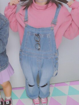「GAP（ギャップ）のアイテム（サロペット/オーバーオール、ブルー系）」を使った、Mさん（レディース）の春コーディネート