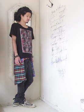 「MACARONIC（マカロニック）のアイテム」を使った、staffさん（メンズ・170cm）の春コーディネート