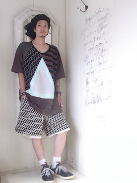 「YEAH RIGHT!!（イェーライト）のアイテム」を使った、staffさん（メンズ・170cm）の夏コーディネート