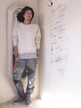 「MACARONIC（マカロニック）のアイテム」を使った、staffさん（メンズ・170cm）の夏コーディネート