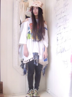 「AlexanderLeeChang（アレキサンダーリーチャン）のアイテム（サンダル）」を使った、staffさん（レディース・158cm）の夏コーディネート