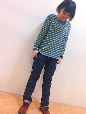 「テーパードデニム」｜迫田美穂さん（レディース・158cm）の冬コーディネート