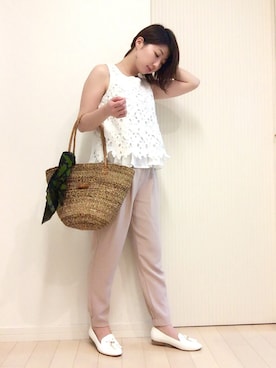 「タッセルローファー」｜「アイテム（財布/小物）」を使った、WMさん（レディース・153cm）の夏コーディネート