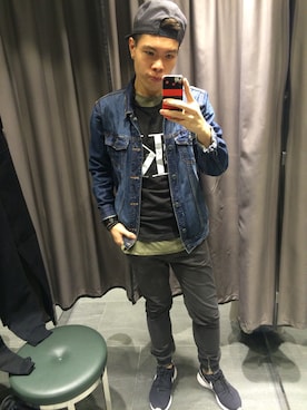 「PULL&BEAR（プルアンドベア）のアイテム（デニムジャケット）」を使った、Jimmyさん（メンズ・174cm）の冬コーディネート