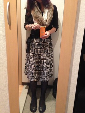 「フェリシモ（フェリシモ）のアイテム（スカート、ベージュ系）」を使った、naonさん（レディース・164cm）の秋コーディネート