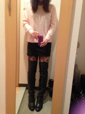 「Forever21のアイテム（ニット/セーター、ピンク系）」を使った、naonさん（レディース・164cm）の秋コーディネート