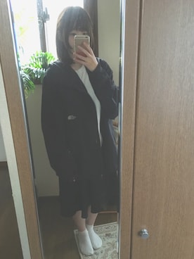 「ポケットＴシャツ」｜「アイテム（マウンテンパーカー）」を使った、しきさん（レディース・154cm）の夏コーディネート