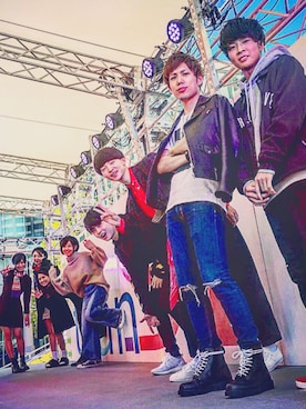 「MONKEY TIME（モンキータイム）の＜monkey time＞∴ シープ ダブルライダース◆（ライダースジャケット）」を使った、$hoさん（メンズ・175cm）の秋コーディネート