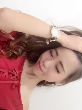 「CECIL McBEE（セシルマクビー）のアイテム（アナログ腕時計）」を使った、Kさん（レディース・155cm）の夏コーディネート