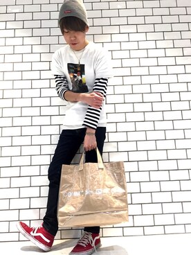 「JOHN LAWRENCE SULLIVAN accessory（ジョンローレンスサリバンアクセサリー）のアイテム（パンツ）」を使った、ニイツマカズキさん（メンズ・175cm）の冬コーディネート