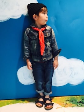 「ビーニー帽」｜「アイテム（ジャケット/アウター）」を使った、ながたさんちさん（キッズ・110cm）の春コーディネート