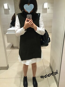 「JUSGLITTY（ジャスグリッティー）のアイテム（シャツワンピース）」を使った、sakiさん（レディース・160cm）の秋コーディネート