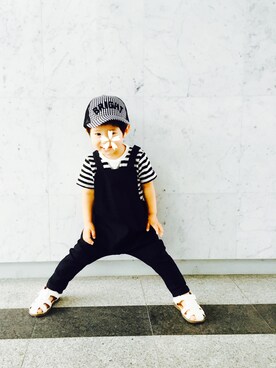 「e.a.B（エーアーベー）のアイテム（帽子）」を使った、YUMIさん（キッズ・90cm）の夏コーディネート