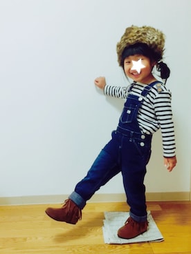 「ロシア帽」｜「アイテム（オールインワン・サロペット）」を使った、YUMIさん（キッズ・100cm）の秋コーディネート