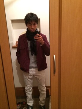「Universal Works（ユニバーサルワークス）のアイテム（ブルゾン、レッド系）」を使った、noriさん（メンズ・176cm）の冬コーディネート