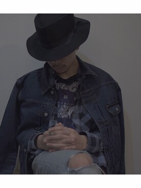 「used mix」｜「アイテム（デニムジャケット）」を使った、高橋 柊さん（メンズ・172cm）の春コーディネート