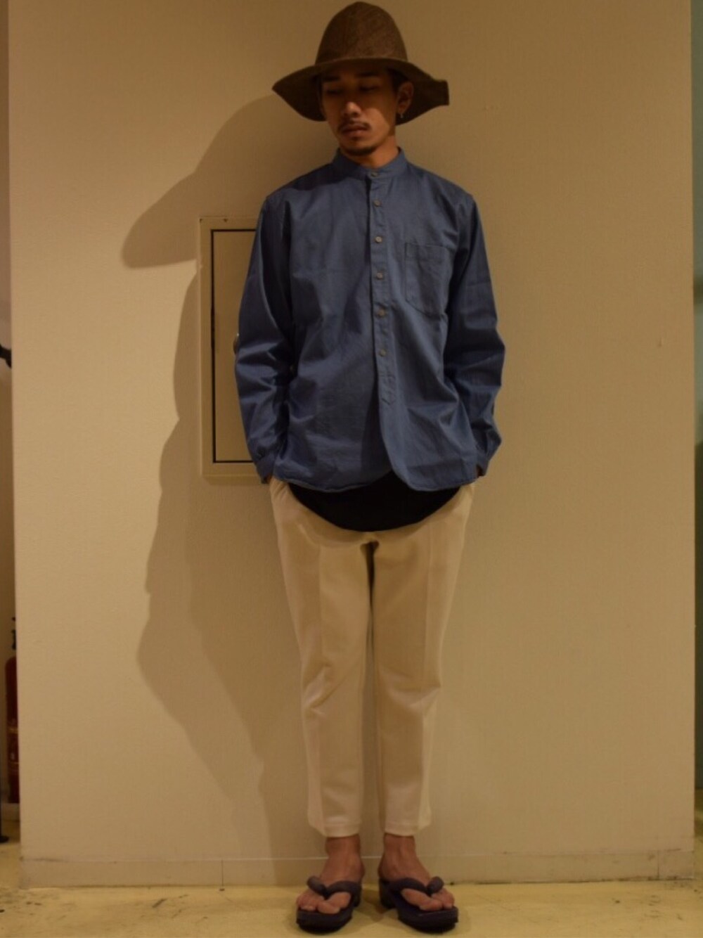 「KIJIMA TAKAYUKI、LOCALINA MERIYASU、Badhiya、Niche.、NEEDLES、LANTIKI」｜「KIJIMA TAKAYUKIのアイテム（ハット、ブラウン系）」を使った、高橋 柊さん（メンズ・172cm）の夏コーディネートの1枚目の写真