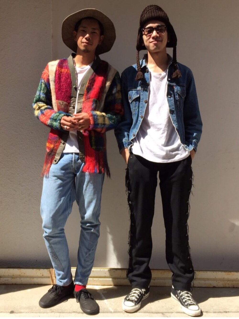 「KIJIMA TAKAYUKI、ink、Rebuild by Needles、VANS、NEEDLES、Levi's、vintage、converse」｜「KIJIMA TAKAYUKIのアイテム（ハット、ブラウン系）」を使った、高橋 柊さん（メンズ・172cm）の秋コーディネートの1枚目の写真