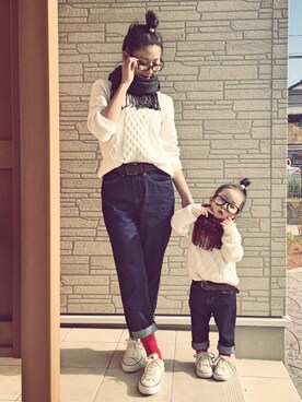 「SMELLY（スメリー）のアイテム」を使った、COCOさん（キッズ・80cm）の冬コーディネート