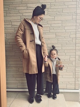 「レースアップシューズ」｜「アイテム（ダッフルコート）」を使った、COCOさん（キッズ・90cm）の冬コーディネート