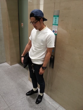 「アイテム（ピアス（両耳用）、ブラウン系）」を使った、yoshi hikoさん（メンズ・170cm）の夏コーディネート