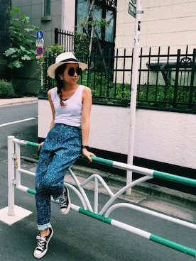 「SHEL’TTER（シェルター）のアイテム（アクセサリー）」を使った、Sawakoさん（レディース・157cm）の夏コーディネート