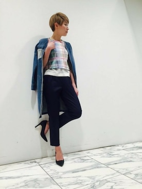 「＃デニム」｜「アイテム（チノパンツ）」を使った、TheDayztokyoさん（レディース・163cm）の冬コーディネート