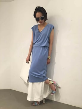「ブルー x ホワイト」｜「アイテム（ワンピース/ドレス）」を使った、TheDayztokyoさん（レディース・150cm）の夏コーディネート