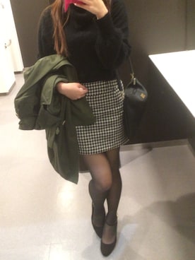 「黒ニット」｜ladyさん（レディース・160cm）の冬コーディネート