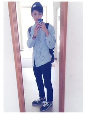 「青シャツ」｜おこめさん（メンズ・170cm）の夏コーディネート