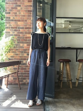 「黒ブラウス」｜tuu.さん（レディース・150cm）の夏コーディネート