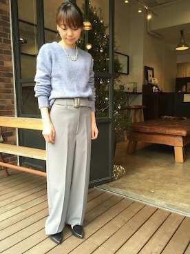 「パープルニット」｜tuu.さん（レディース・150cm）の冬コーディネート