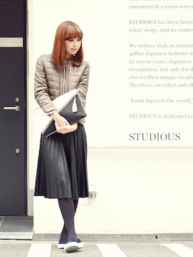 「rous（ラス）のアイテム（ノーカラージャケット）」を使った、MARIKOさん（レディース・168cm）の秋コーディネート