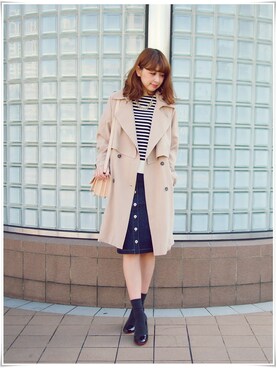 「ゆったりシルエット」｜「アイテム（トレンチコート）」を使った、MARIKOさん（レディース・168cm）の冬コーディネート