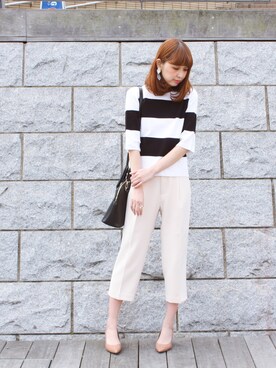 ニット セーターを使った 白黒ボーダー のレディース人気ファッションコーディネート ユーザー その他ユーザー Wear