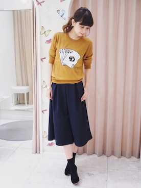 「rous（ラス）のアイテム（パンツ）」を使った、MARIKOさん（レディース・168cm）の秋コーディネート