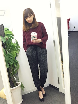 「rous（ラス）のアイテム（パンツ）」を使った、MARIKOさん（レディース・168cm）の冬コーディネート