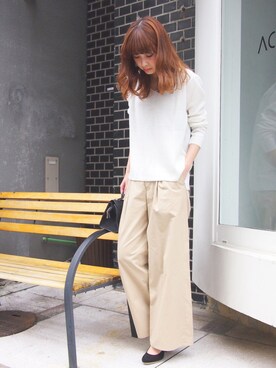 「rous（ラス）のアイテム（パンツ）」を使った、MARIKOさん（レディース・168cm）の冬コーディネート