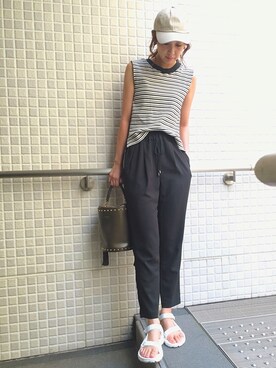 「NANO universe（ナノユニバース）のアイテム（帽子）」を使った、MARIKOさん（レディース・168cm）の夏コーディネート