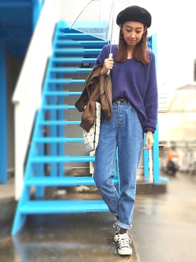 「NANO universe（ナノユニバース）のアイテム（MA-1）」を使った、MARIKOさん（レディース・168cm）の秋コーディネート
