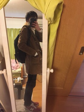 「アイテム（ダッフルコート、ブラウン系）」を使った、れおさん（メンズ・170cm）の冬コーディネート