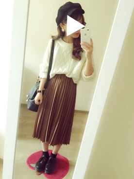 「URBAN RESEARCH Sonny Label（アーバンリサーチサニーレーベル）のアイテム（キャスケット）」を使った、chocoさん（レディース・153cm）の冬コーディネート