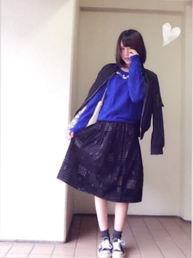 「AS KNOW AS PINKY（アズノゥアズピンキー）のアイテム（ナイロンジャケット）」を使った、Sioriさん（レディース・164cm）の秋コーディネート