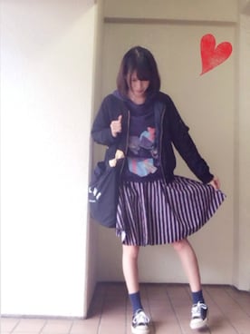 「AS KNOW AS PINKY（アズノゥアズピンキー）のアイテム（ナイロンジャケット）」を使った、Sioriさん（レディース・164cm）の秋コーディネート