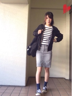 「AS KNOW AS PINKY（アズノゥアズピンキー）のアイテム（ナイロンジャケット）」を使った、Sioriさん（レディース・164cm）の秋コーディネート